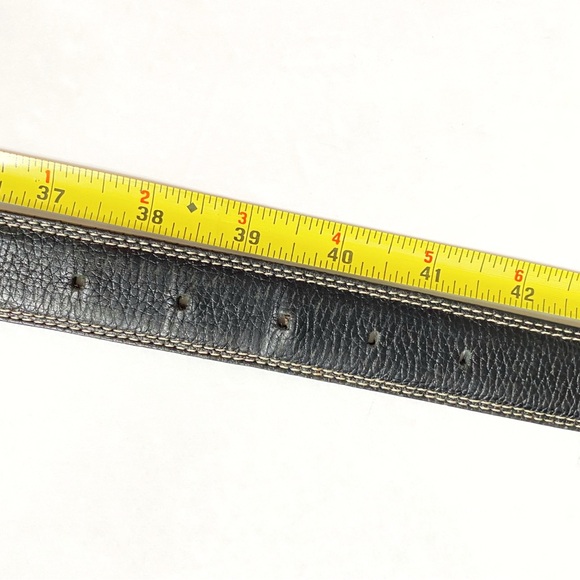 DUNHILL black leather silver square buckle belt - Picture 9 of 10